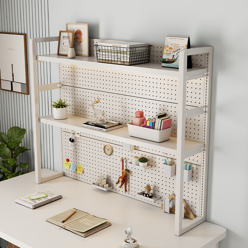 Gaming Accessories Rack - Adjustable Metal Pegboard Organizer Multi-Tier Desk