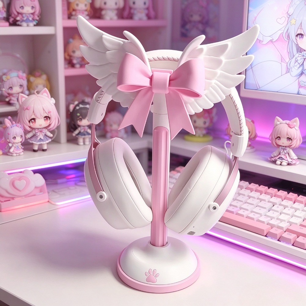 Angel Wing Bow Headset Holder  - Accessories For Your Gaming Room ulasan dan harga