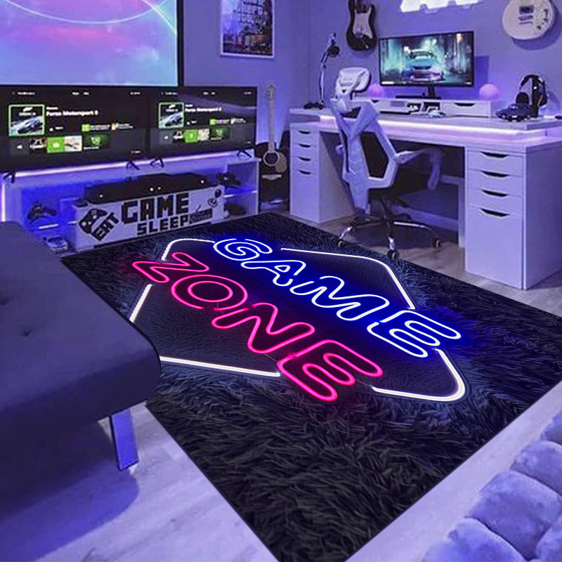 Faux Neon Game Zone Area Rug N - Gaming Accessories For Room ulasan dan harga